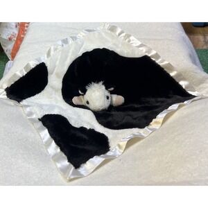 Hallmark Cow Lovey Security Blanket Black White Plush Satin Trim Stuff Animal
